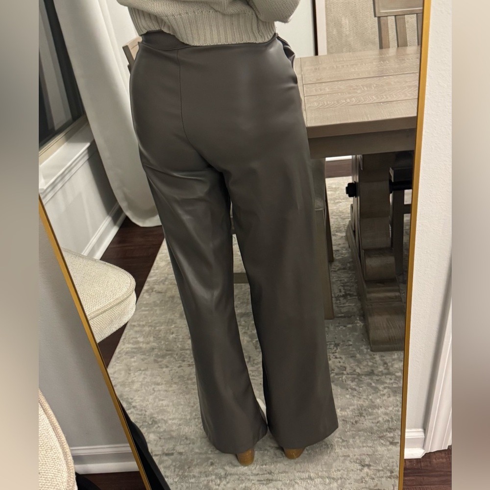 Faux Leather Gray Women's Woman’s Work Dress Pants - Picture 8 of 13